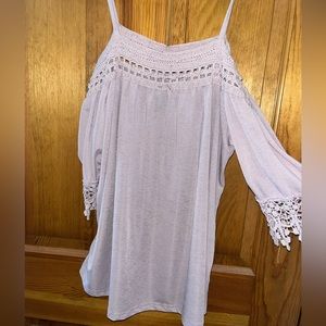 Lavender off the shoulder flowy blouse